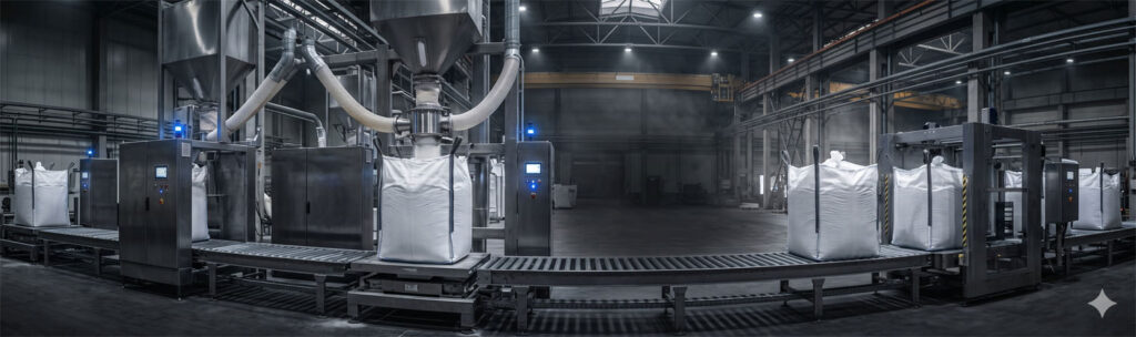 Big bag FIBC filling machine on a factory production line